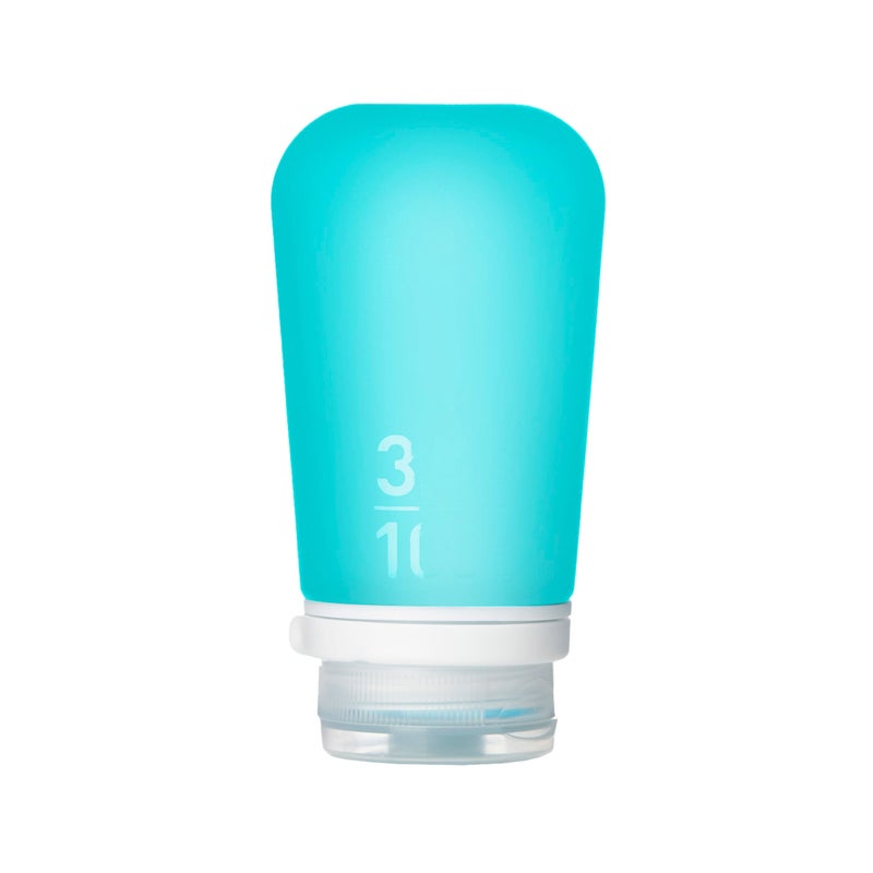 humangear GoToob+ (Large) | Refillable Silicone Travel Bottle | Locking Lid | Food-Safe Material | Aqua, Large (3.4 fl.oz.; 100ml) - Image 1